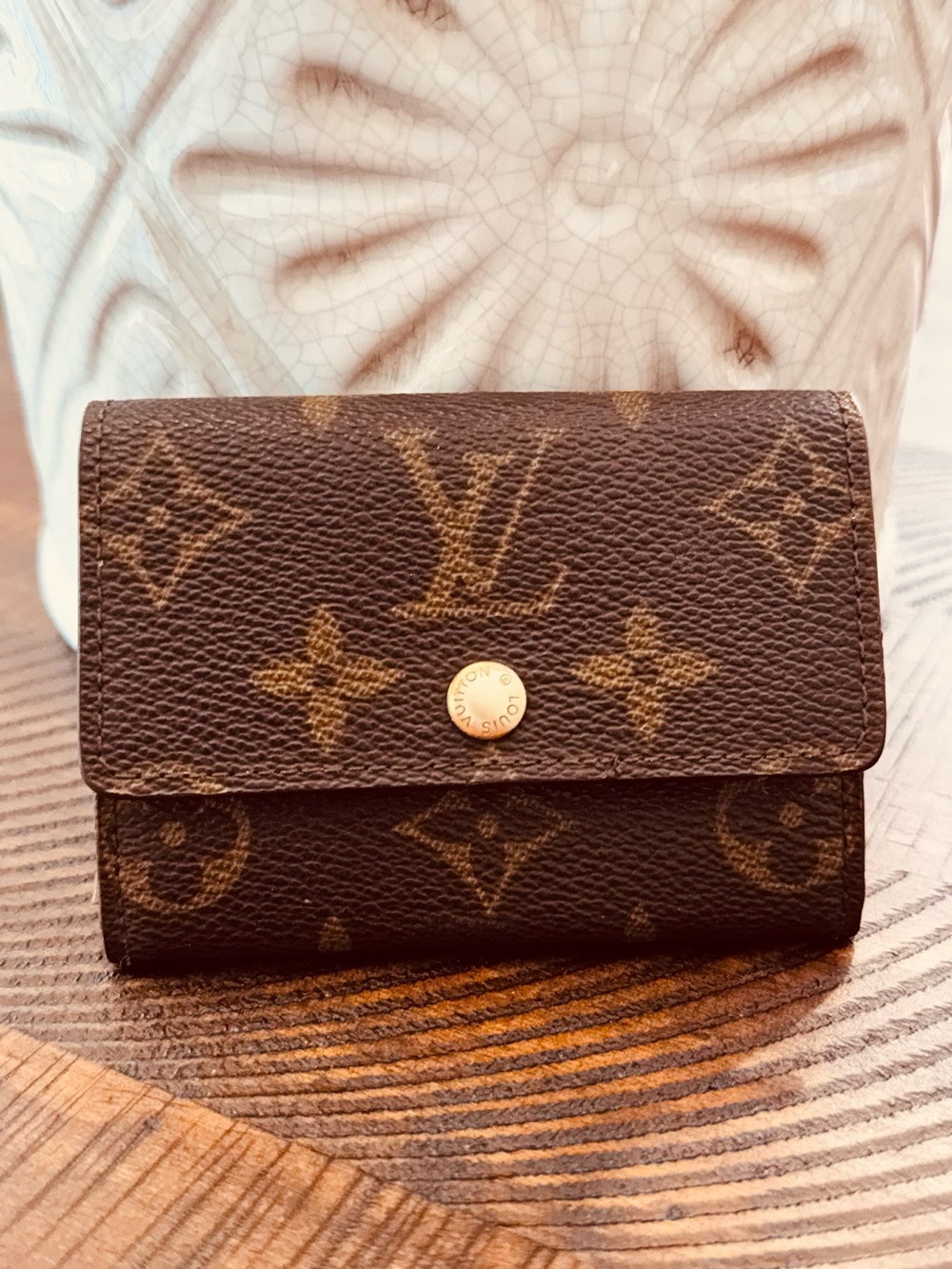 Louis Vuitton Monogram Porte Monnaie Plat Coin Purse Wallet vintage